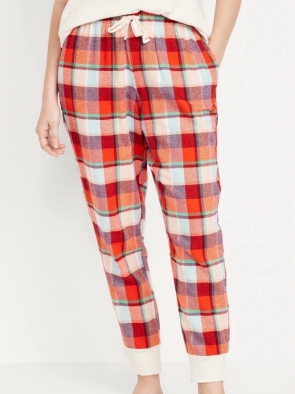 Old Navy Plaid Lounge Pants in Red, White and Teal